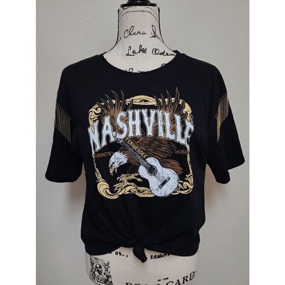 🦅🎸 Nashville Country Music Cowgirl Fringe Tie Concert T-shirt Tee Top M NWT - Picture 10 of 12